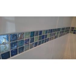 Glass mosaic tiles, hammered light blue, 305x305x8mm 8 sheets