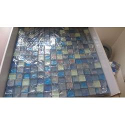 Glass mosaic tiles, hammered light blue, 305x305x8mm 8 sheets