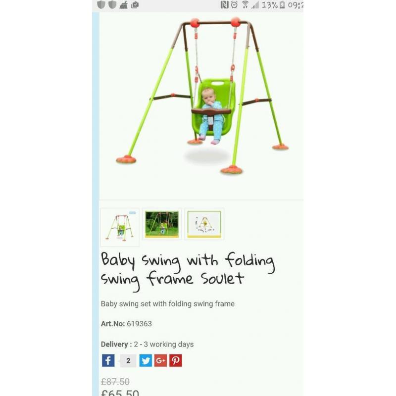 Foldable child baby swing outdoor indoor garden