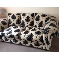 Beige & Black 3 seater Sofa - good condition
