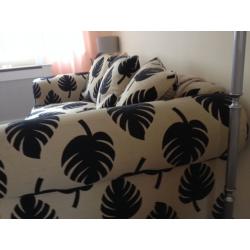 Beige & Black 3 seater Sofa - good condition