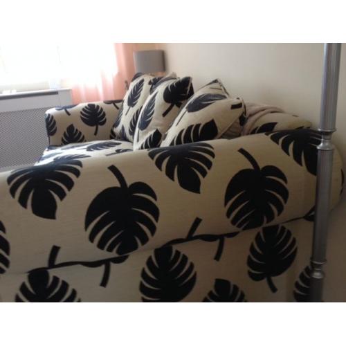 Beige & Black 3 seater Sofa - good condition