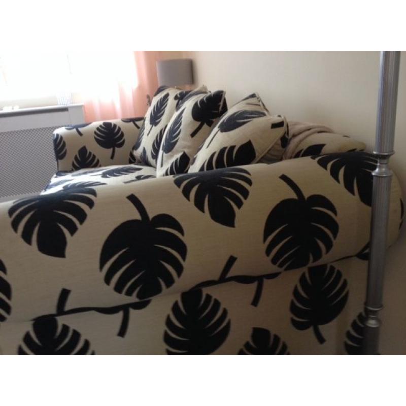 Beige & Black 3 seater Sofa - good condition