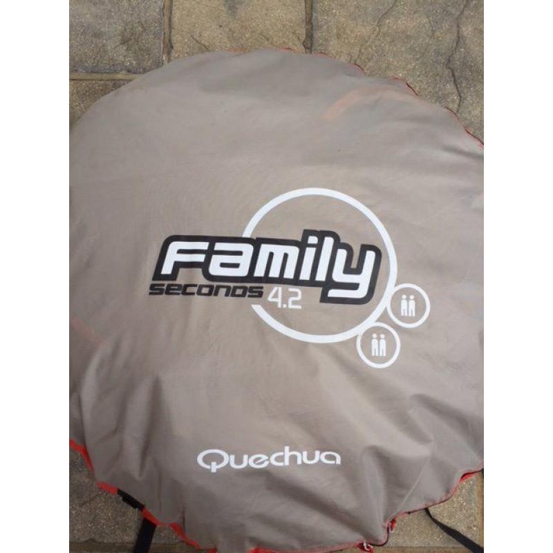 Four man Decathlon family pop up tent.