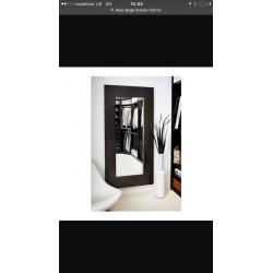 Large floor length brown wooden IKEA mirror