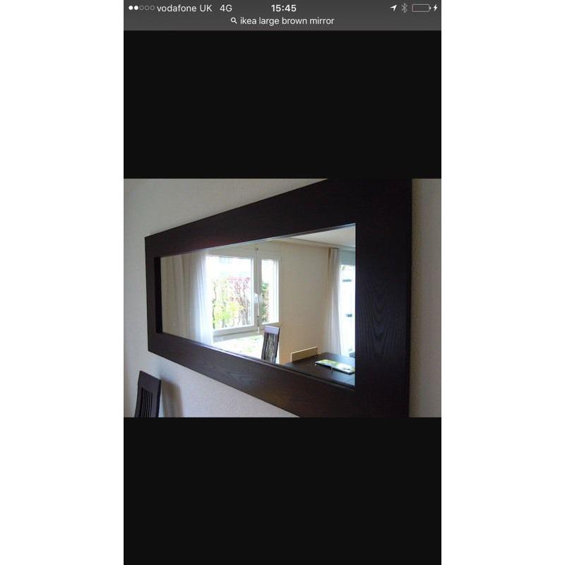 Large floor length brown wooden IKEA mirror