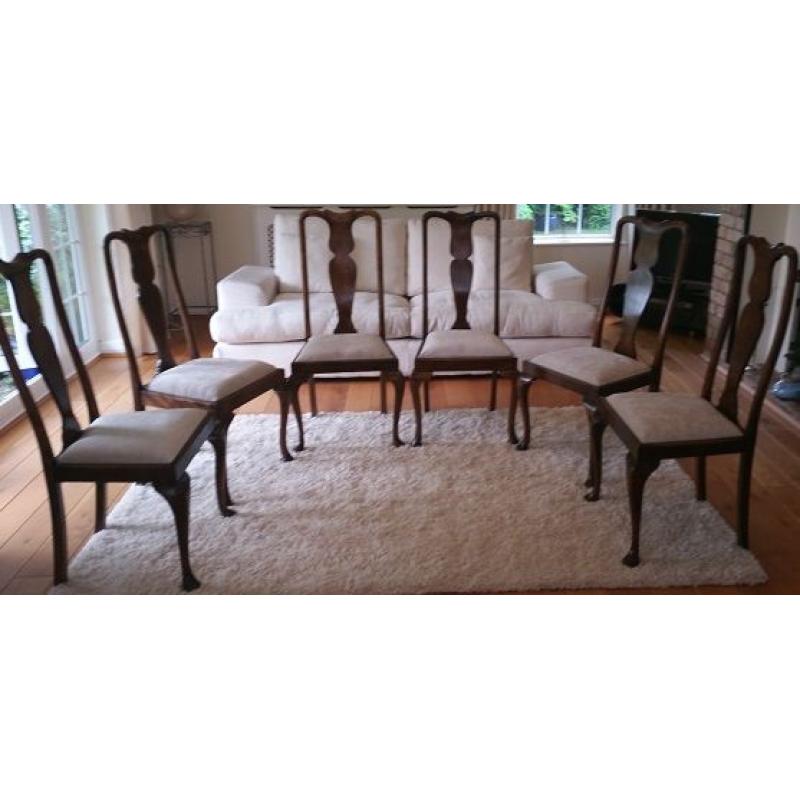 6 Antique High Back Dining Chairs