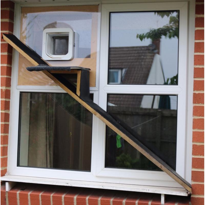 Sureflap Microchip Cat Flap Pet door and INCREDIBLE double-sided ramp + platforms!