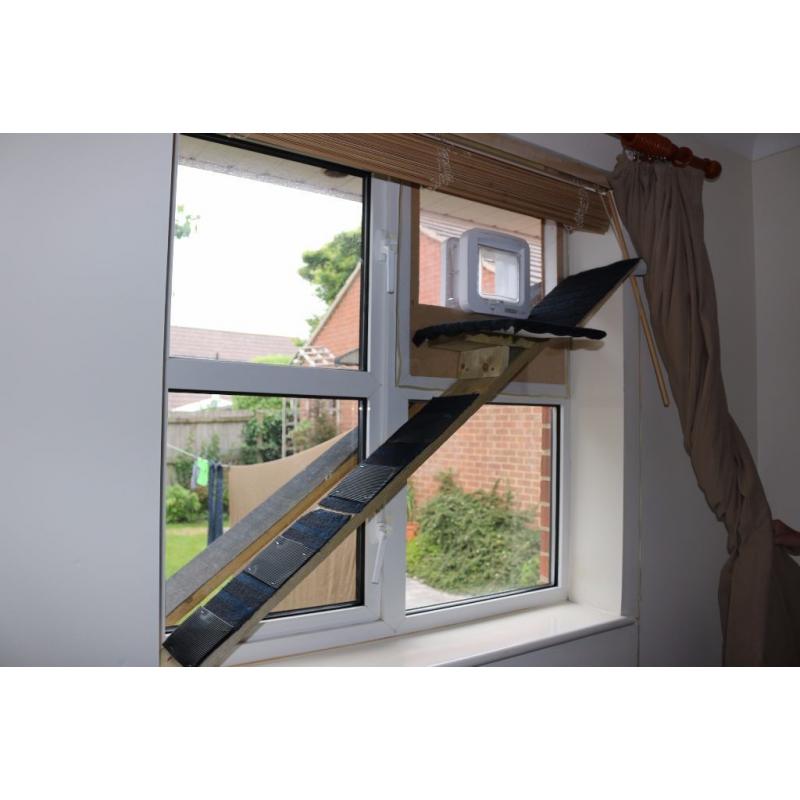 Sureflap Microchip Cat Flap Pet door and INCREDIBLE double-sided ramp + platforms!