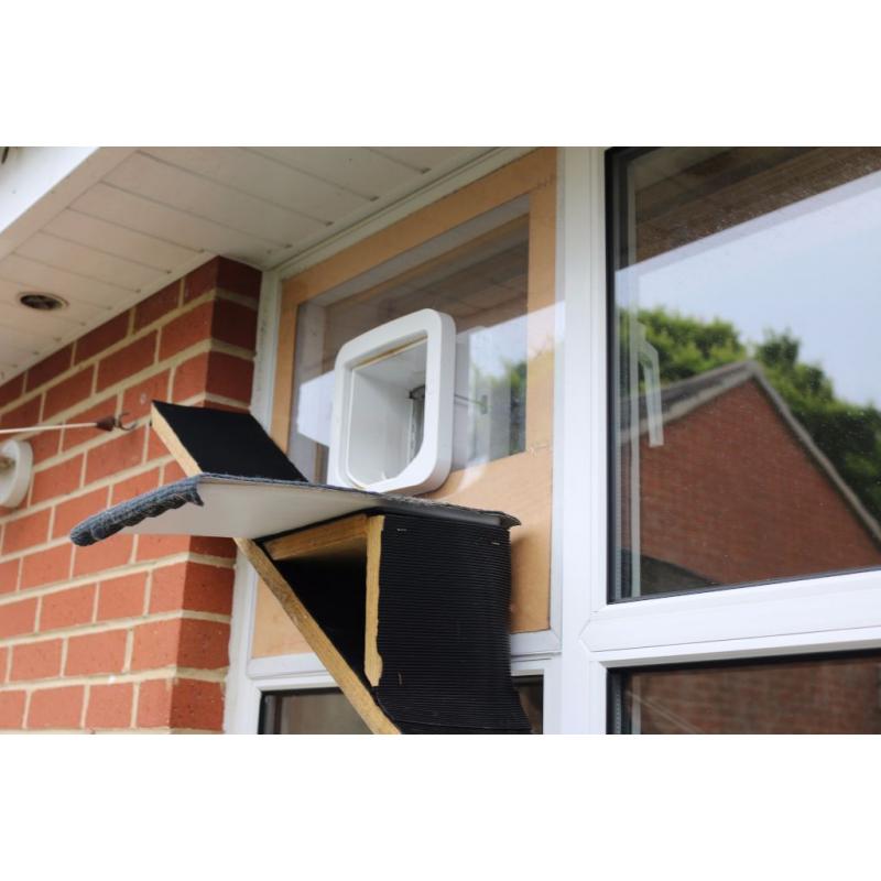 Sureflap Microchip Cat Flap Pet door and INCREDIBLE double-sided ramp + platforms!
