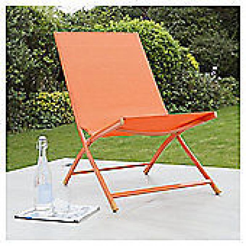 Metal Frame Folding Deckchair, Orange.