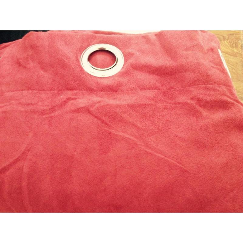 LAST PAIR red eyelet lined velvet curtains 90x90