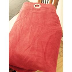 LAST PAIR red eyelet lined velvet curtains 90x90