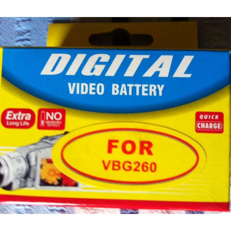 2 x REPLACEMENT FOR PANASONIC VIDEO BATTERIES VBG260 + CHARGER ( NEW, BOXED )