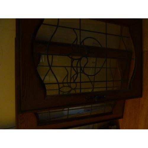 2x glass with lead kitchen cupboard doors