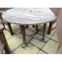 Teak Circular Garden Table 47" diameter, 28.75" height