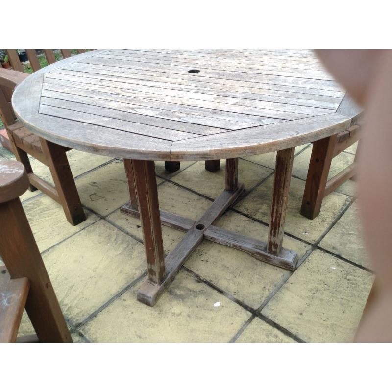 Teak Circular Garden Table 47" diameter, 28.75" height