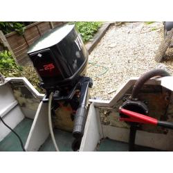 For sale 14ft aluminium boat trailer and 25hp Yamaha outboard.