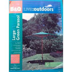 Large parasol and solid iron base.