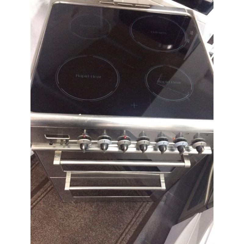 Delonghi 60cm stainless steel ceramic hub electric cooker grill & oven good condition with guarantee