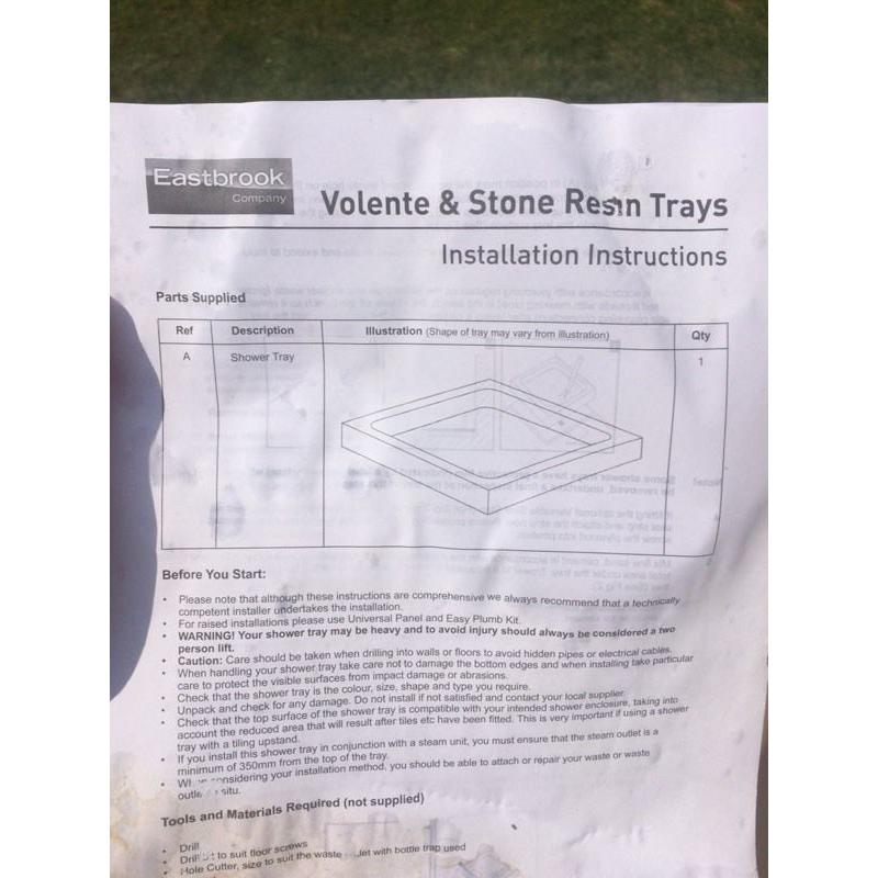 Brand new white shower tray