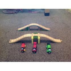 Wooden thomas bridges and trains.