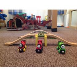 Wooden thomas bridges and trains.