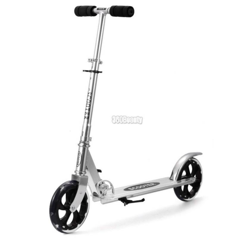 Adult Kick Scooter Folding Large 200mm Wheels - SILVER colour