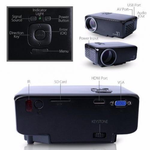 TEC.BEAN Multimedia Portable Mini LED Projector Pico HD