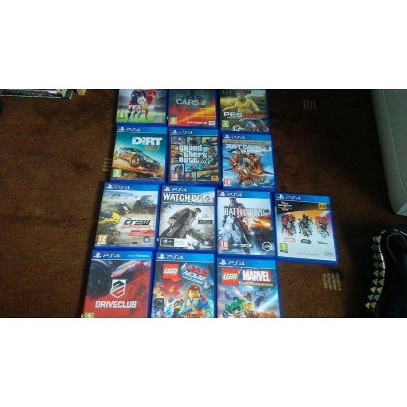ps4, faulty disc drive struggles to take the games, , lots of games , two controllers,
