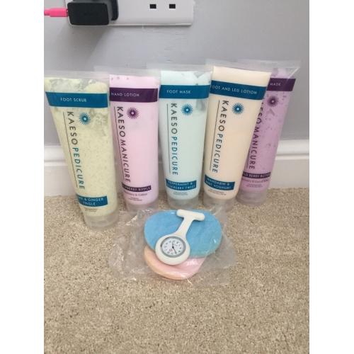 KAESO lotions, sponges & fob watch