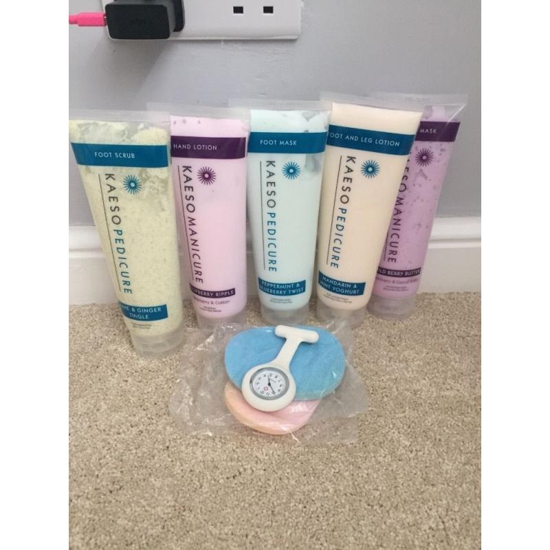 KAESO lotions, sponges & fob watch