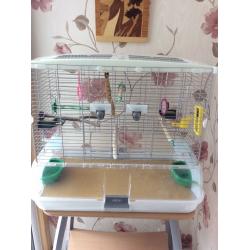 Large chrome bird cage with matching table