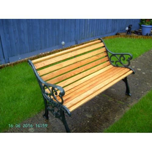Refurbished Cast Iron Garden Patio Bench Length 48" Seat Height 17" Seat Depth 16" Max Height 30"