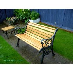 Refurbished Cast Iron Garden Patio Bench Length 48" Seat Height 17" Seat Depth 16" Max Height 30"