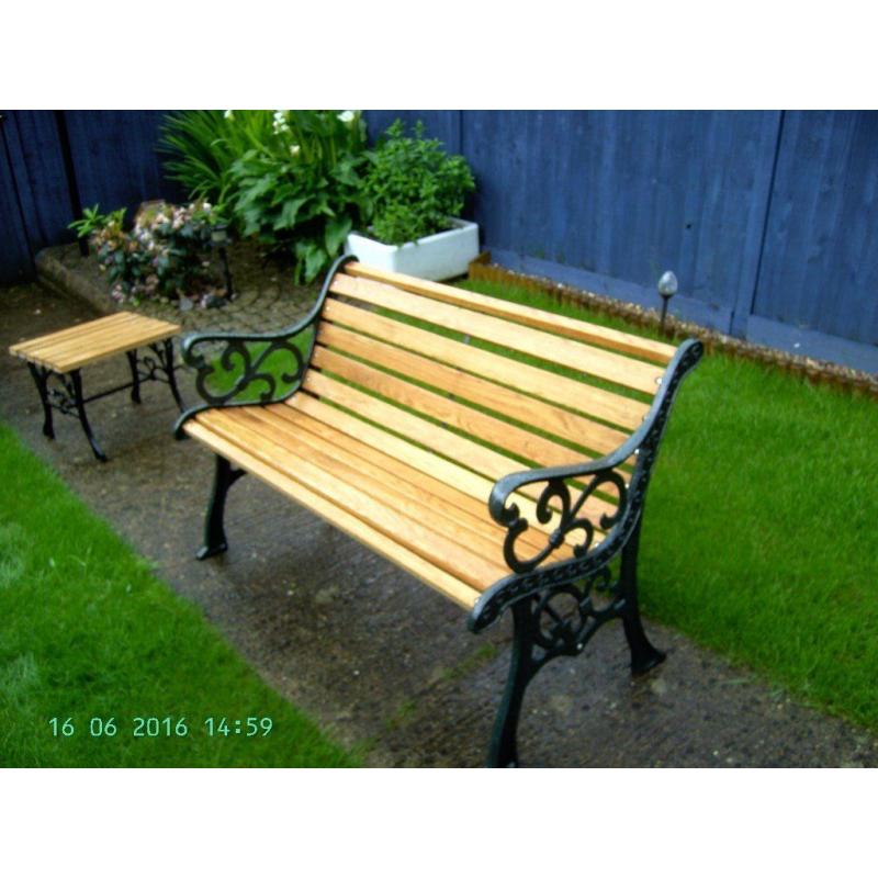 Refurbished Cast Iron Garden Patio Bench Length 48" Seat Height 17" Seat Depth 16" Max Height 30"