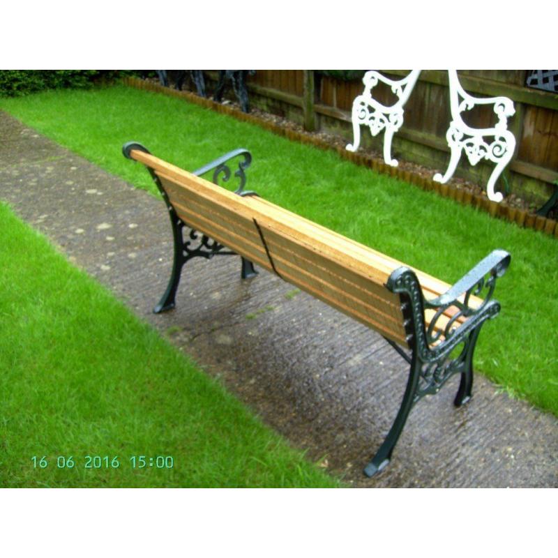 Refurbished Cast Iron Garden Patio Bench Length 48" Seat Height 17" Seat Depth 16" Max Height 30"