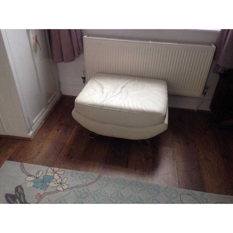 3 seater leather sofa, footstool and swivel chair.