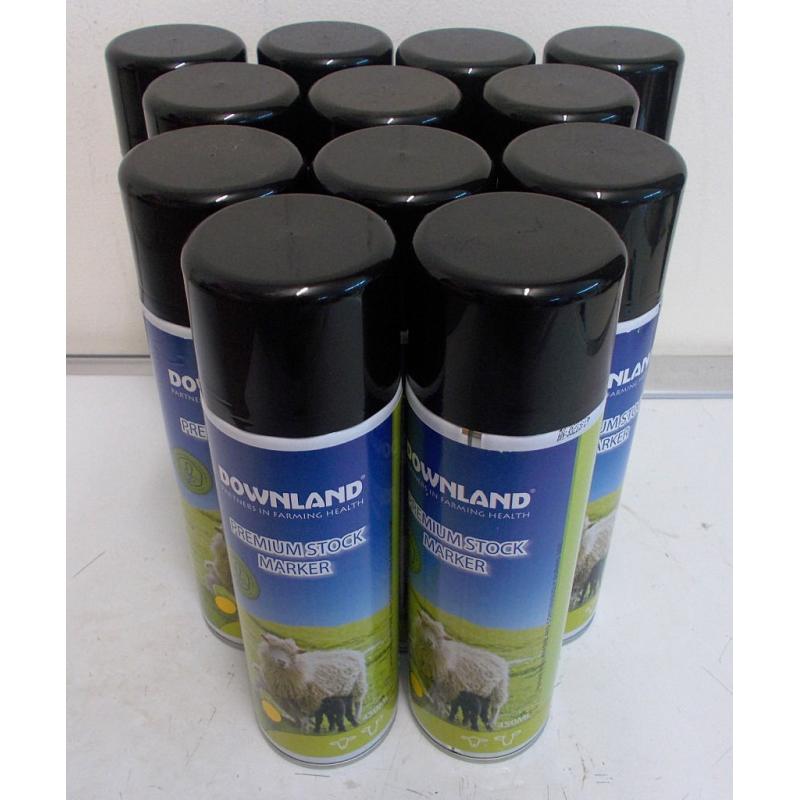 12x DownLand Premium Stock Marker Spray - Black