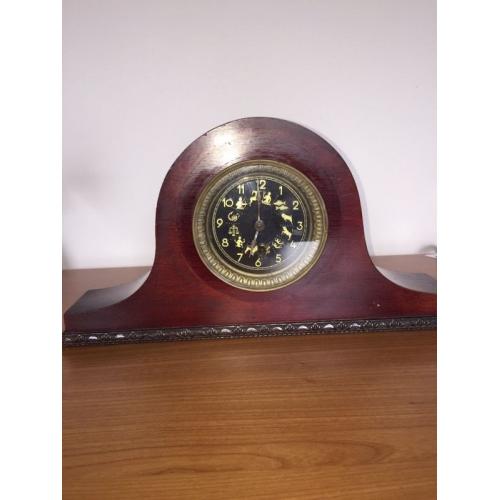 Antique mantle clock brass zodiac dial