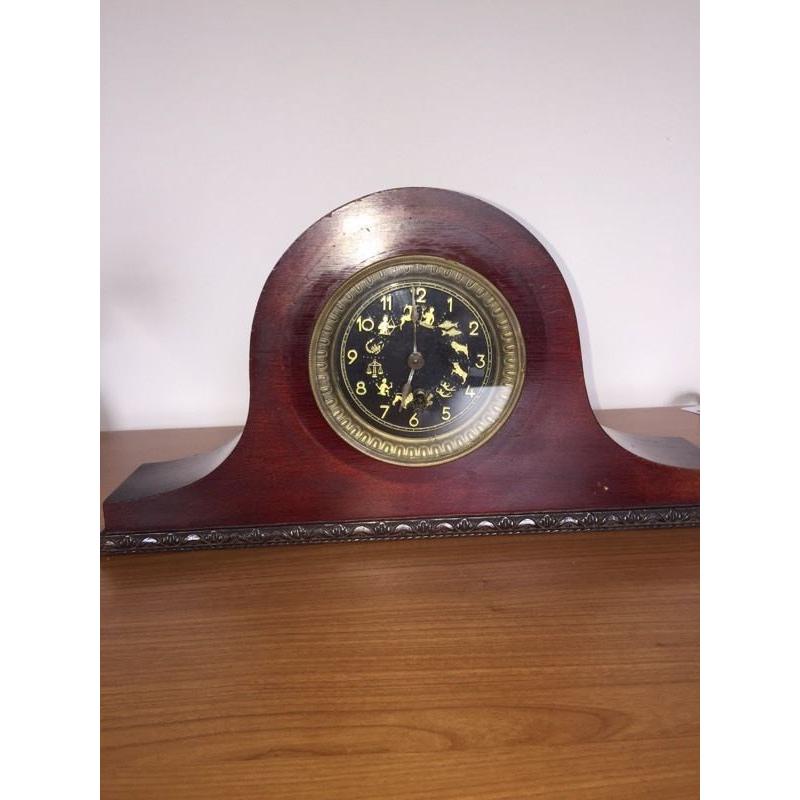 Antique mantle clock brass zodiac dial