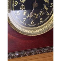 Antique mantle clock brass zodiac dial