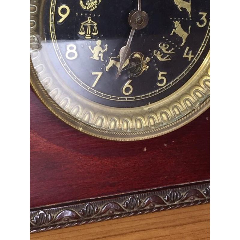 Antique mantle clock brass zodiac dial