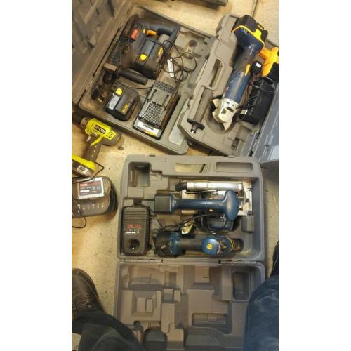 Ryobi 18v/24v cordless power tools. Drills, grinder, circular saw