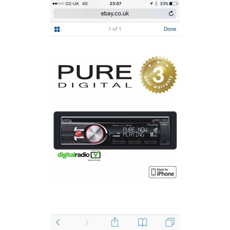 PURE car stereo nearly new