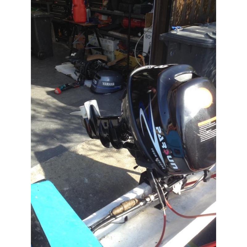 15 ft Fishing Boat Fiberglass, Brand New Parsun 9.8hp Outboard