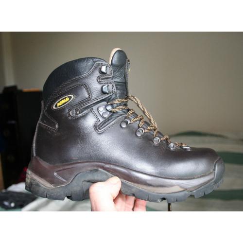 Woman or child hiking boots with leather uppers.