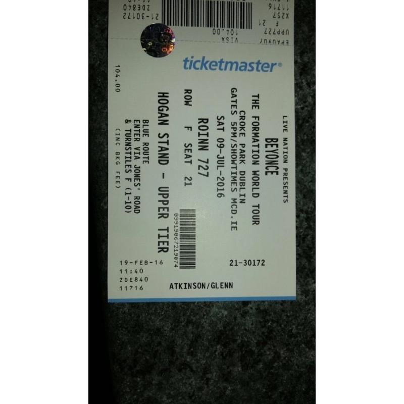 **2 Beyoncé Seated Tickets Croke Park** PRICE DROP**