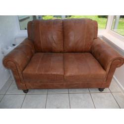 2 X Leather 2/3 seat settees