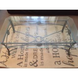 Glass and metal coffee table